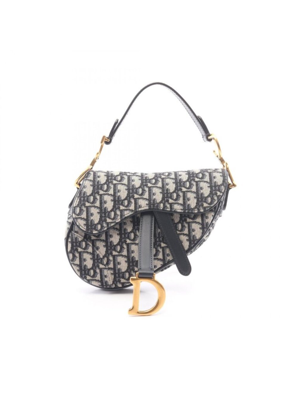 Dior Saddle Bag Mini Oblique Jacquard Navy Ivory Canvas Leather